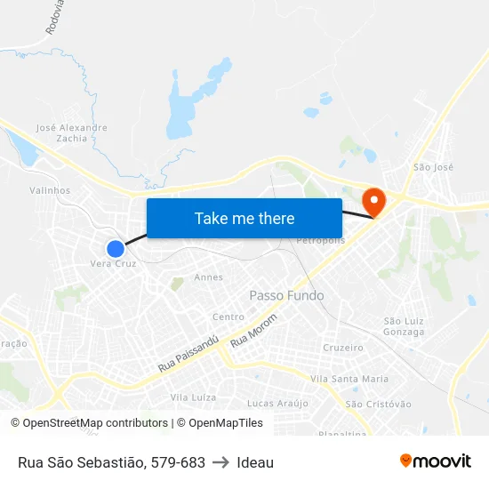 Rua São Sebastião, 579-683 to Ideau map