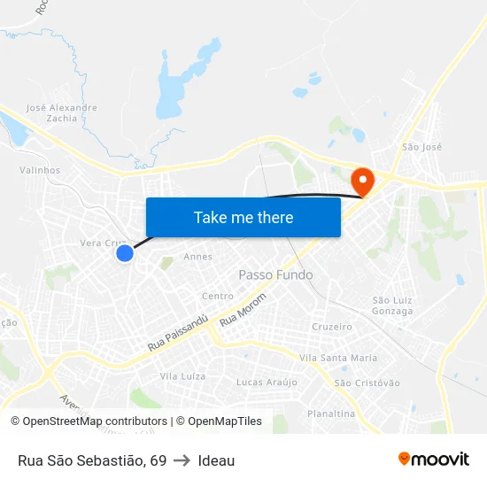 Rua São Sebastião, 69 to Ideau map