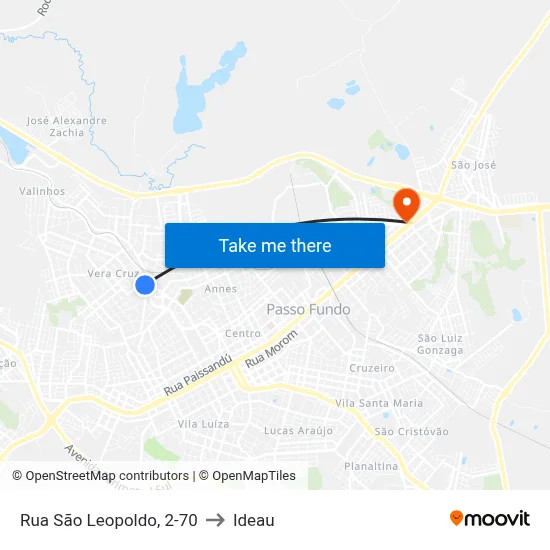 Rua São Leopoldo, 2-70 to Ideau map