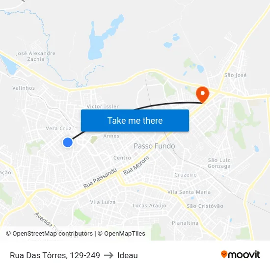 Rua Das Tôrres, 129-249 to Ideau map