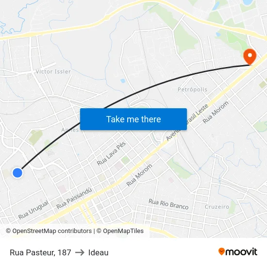 Rua Pasteur, 187 to Ideau map