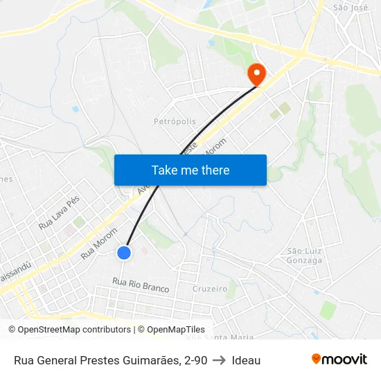 Rua General Prestes Guimarães, 2-90 to Ideau map