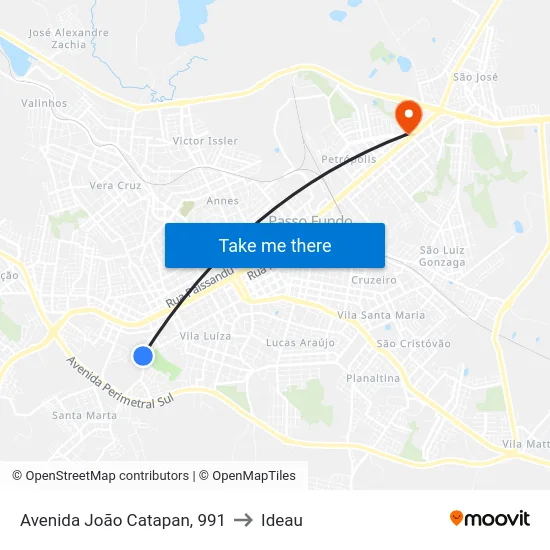 Avenida João Catapan, 991 to Ideau map