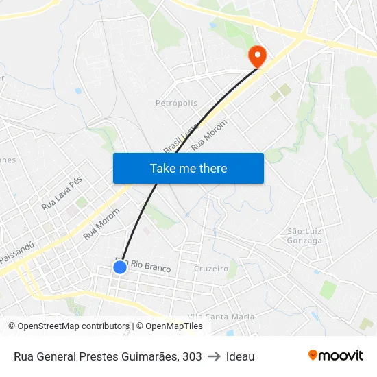 Rua General Prestes Guimarães, 303 to Ideau map