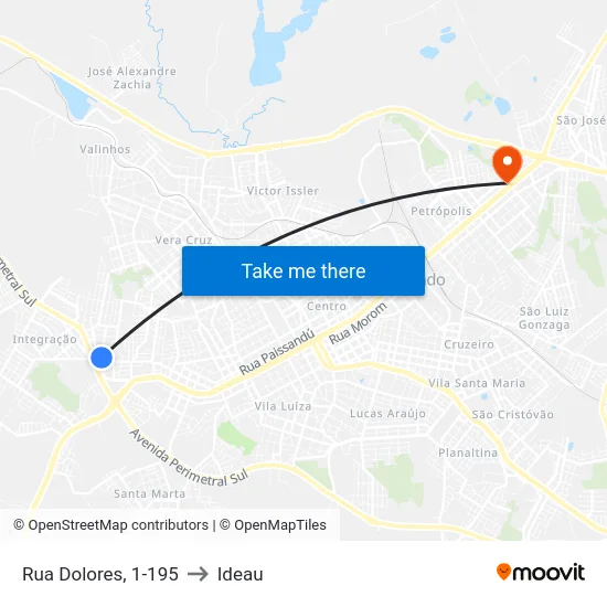 Rua Dolores, 1-195 to Ideau map