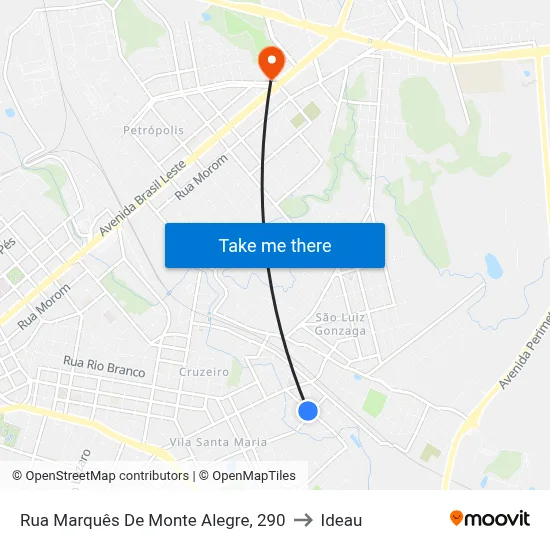 Rua Marquês De Monte Alegre, 290 to Ideau map