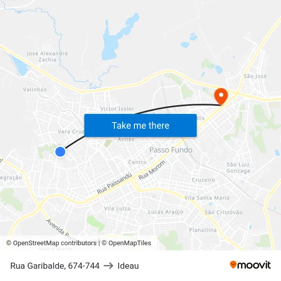 Rua Garibalde, 674-744 to Ideau map