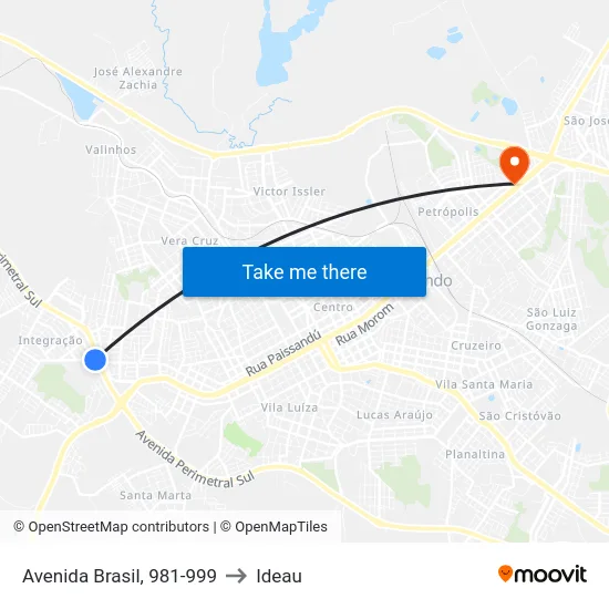 Avenida Brasil, 981-999 to Ideau map