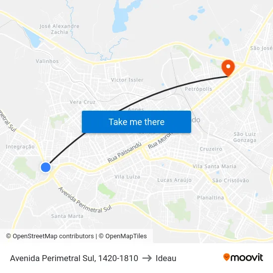 Avenida Perimetral Sul, 1420-1810 to Ideau map