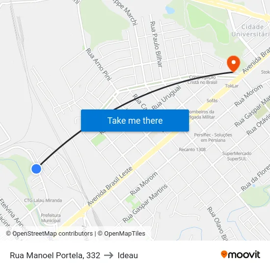 Rua Manoel Portela, 332 to Ideau map