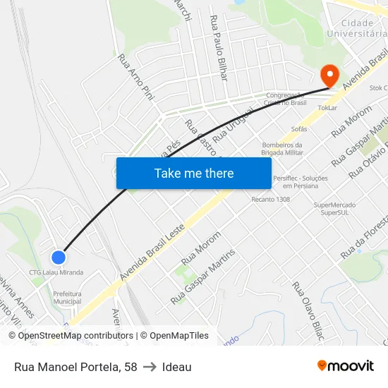 Rua Manoel Portela, 58 to Ideau map