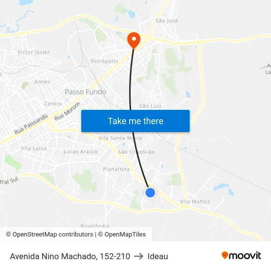 Avenida Nino Machado, 152-210 to Ideau map