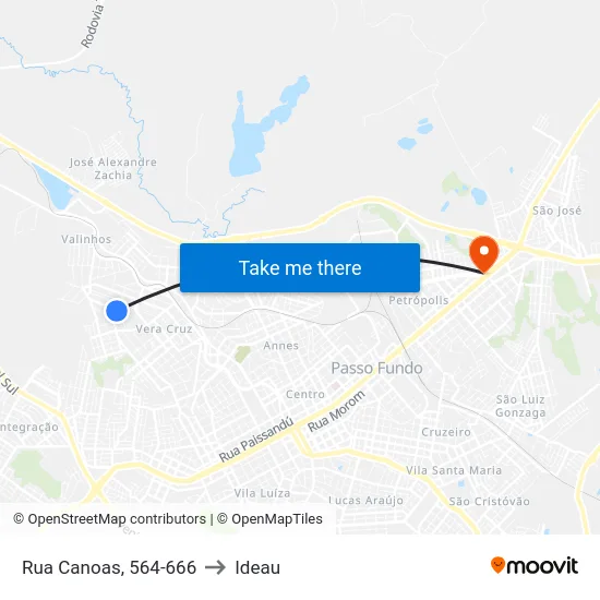 Rua Canoas, 564-666 to Ideau map