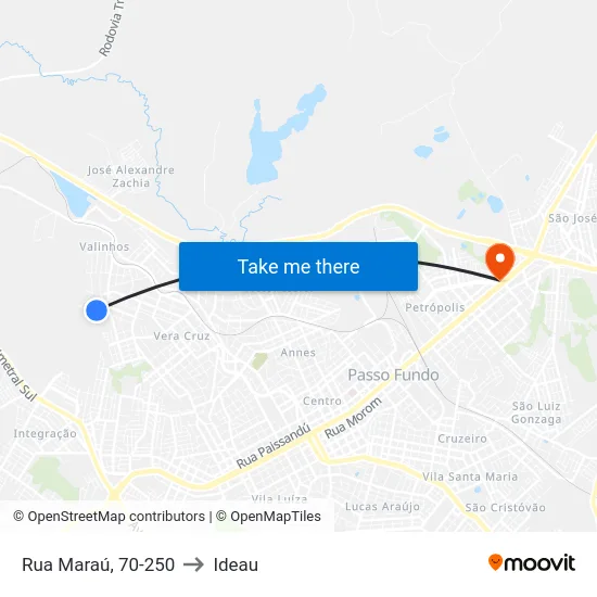 Rua Maraú, 70-250 to Ideau map