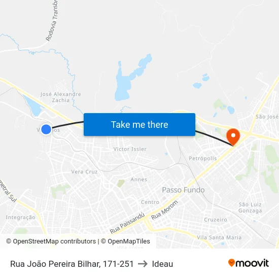 Rua João Pereira Bilhar, 171-251 to Ideau map