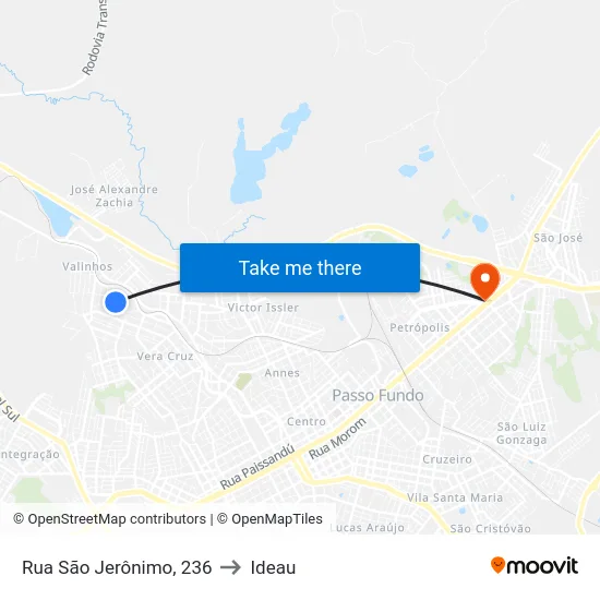 Rua São Jerônimo, 236 to Ideau map