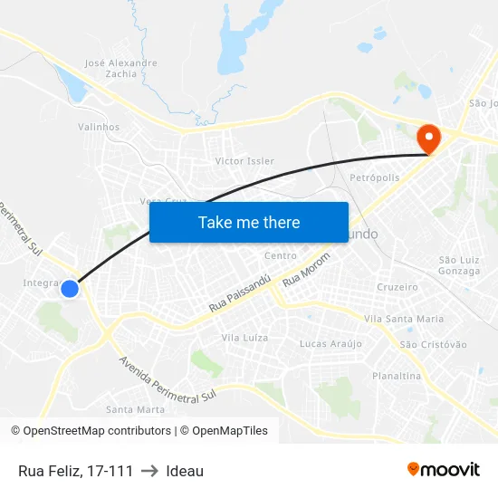 Rua Feliz, 17-111 to Ideau map