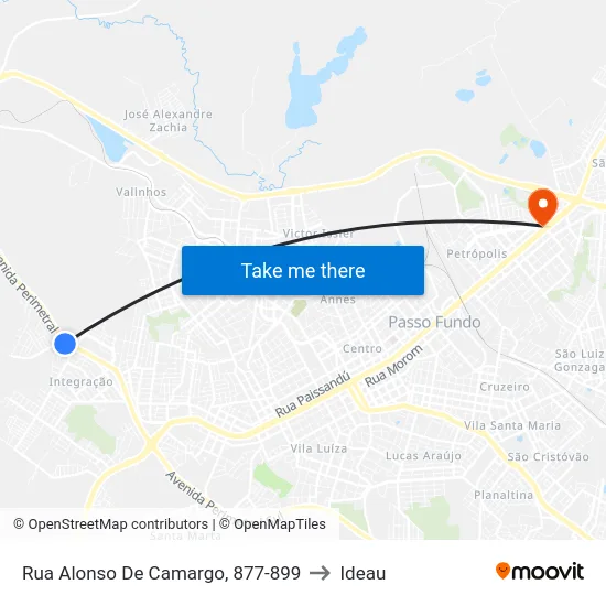 Rua Alonso De Camargo, 877-899 to Ideau map