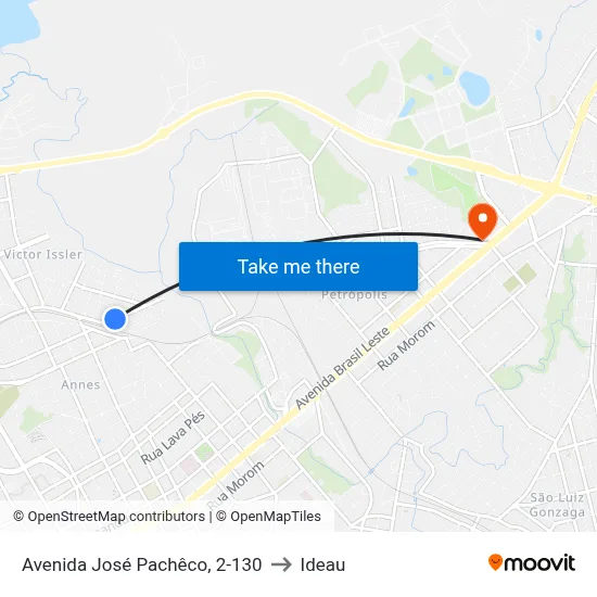 Avenida José Pachêco, 2-130 to Ideau map