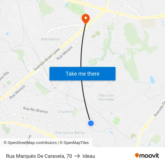 Rua Marquês De Caravela, 70 to Ideau map