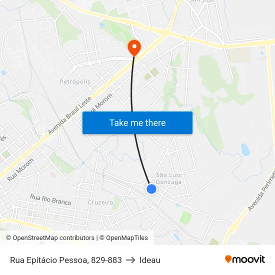Rua Epitácio Pessoa, 829-883 to Ideau map