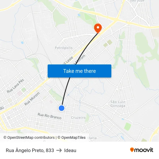 Rua Ângelo Preto, 833 to Ideau map