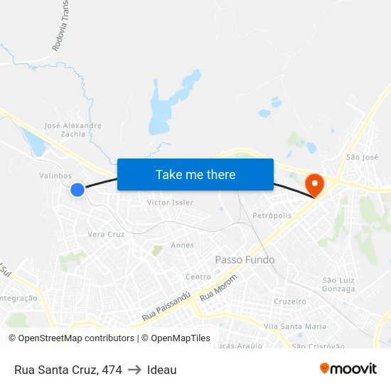 Rua Santa Cruz, 474 to Ideau map