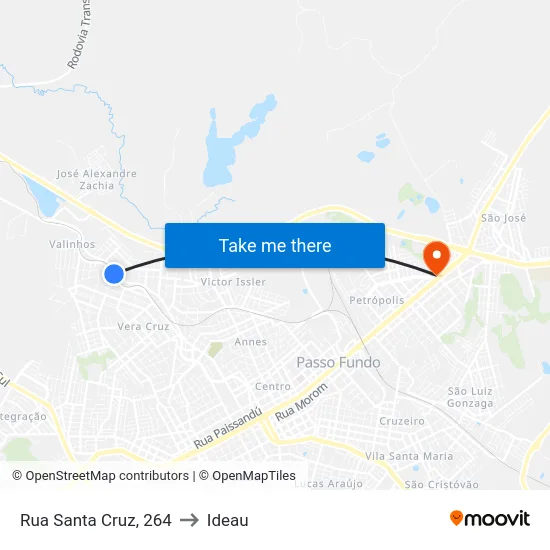Rua Santa Cruz, 264 to Ideau map