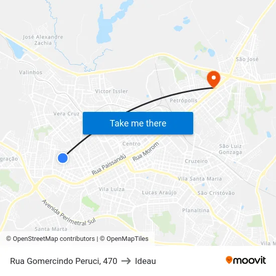 Rua Gomercindo Peruci, 470 to Ideau map