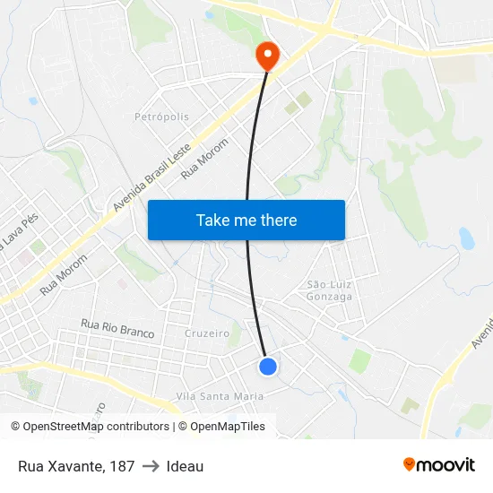 Rua Xavante, 187 to Ideau map