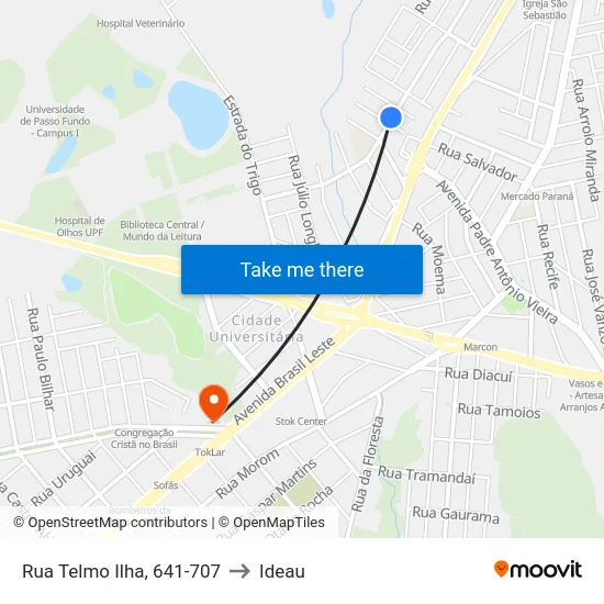 Rua Telmo Ilha, 641-707 to Ideau map