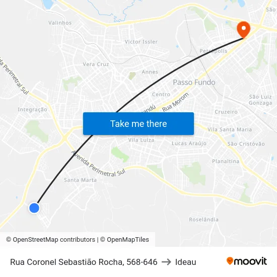 Rua Coronel Sebastião Rocha, 568-646 to Ideau map