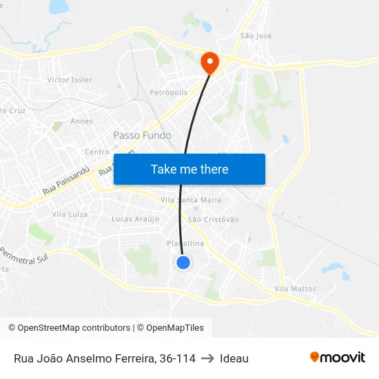Rua João Anselmo Ferreira, 36-114 to Ideau map