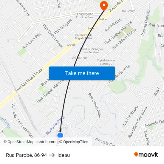 Rua Parobé, 86-94 to Ideau map