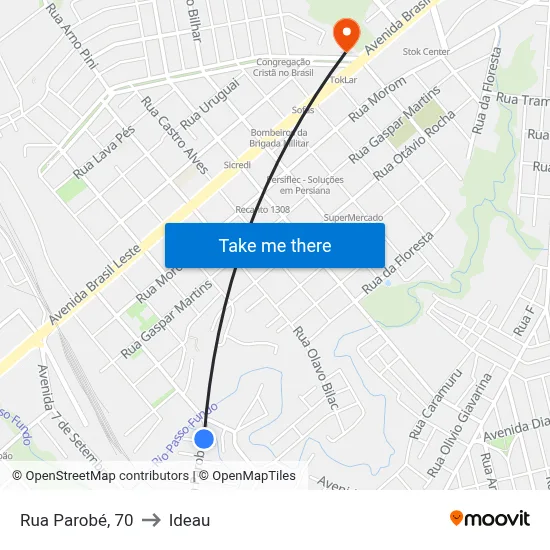 Rua Parobé, 70 to Ideau map