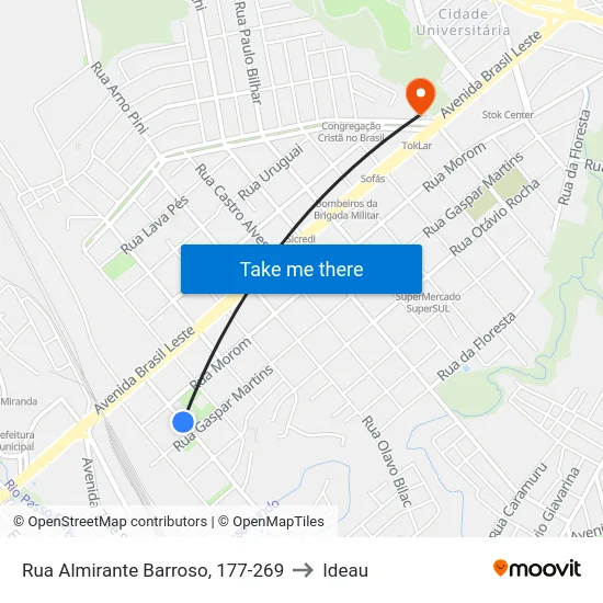 Rua Almirante Barroso, 177-269 to Ideau map