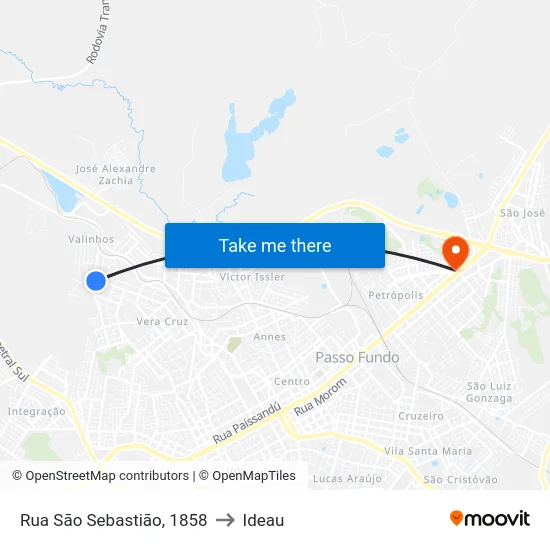 Rua São Sebastião, 1858 to Ideau map