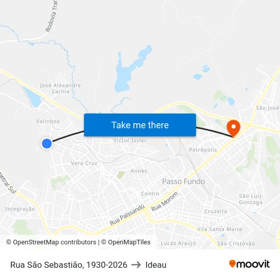 Rua São Sebastião, 1930-2026 to Ideau map