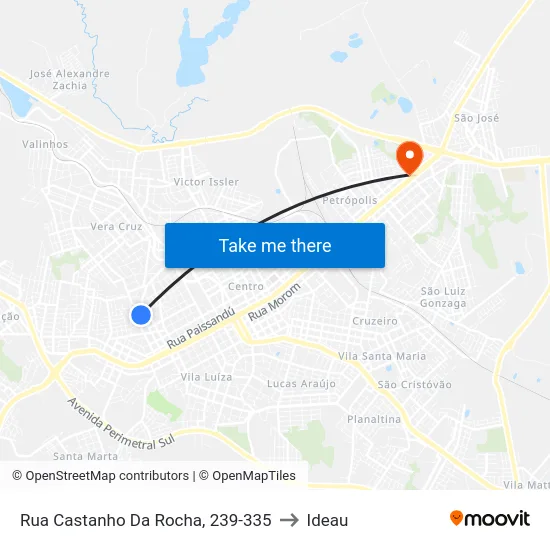 Rua Castanho Da Rocha, 239-335 to Ideau map