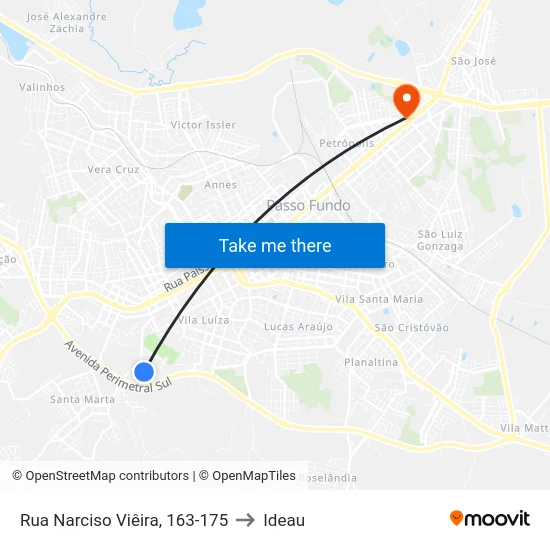 Rua Narciso Viêira, 163-175 to Ideau map