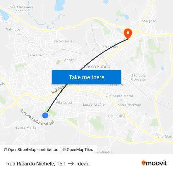 Rua Ricardo Nichele, 151 to Ideau map