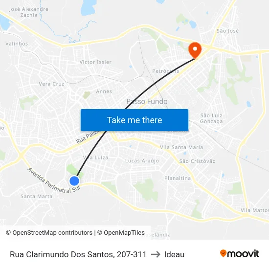 Rua Clarimundo Dos Santos, 207-311 to Ideau map