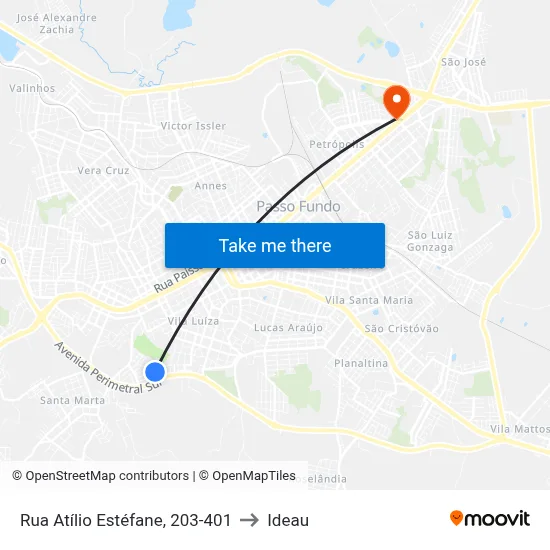 Rua Atílio Estéfane, 203-401 to Ideau map