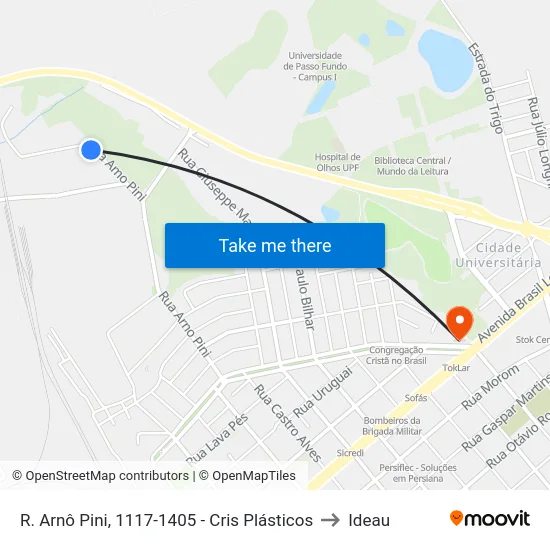 R. Arnô Pini, 1117-1405 - Cris Plásticos to Ideau map
