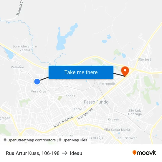 Rua Artur Kuss, 106-198 to Ideau map