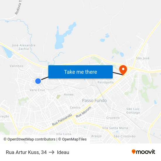 Rua Artur Kuss, 34 to Ideau map