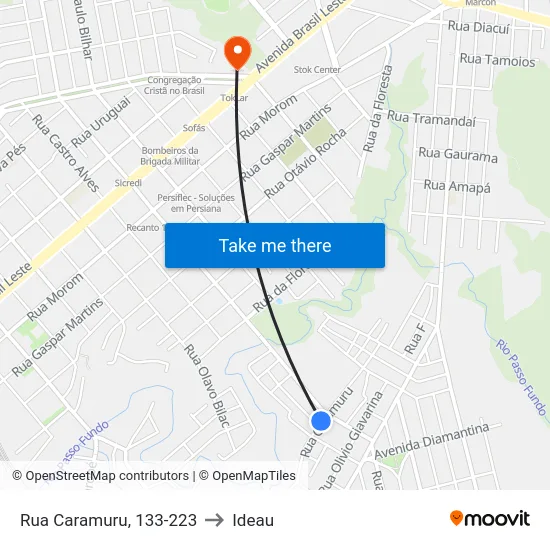 Rua Caramuru, 133-223 to Ideau map