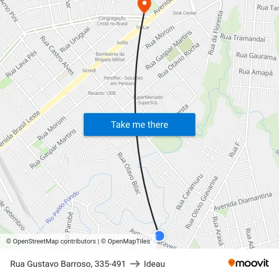 Rua Gustavo Barroso, 335-491 to Ideau map