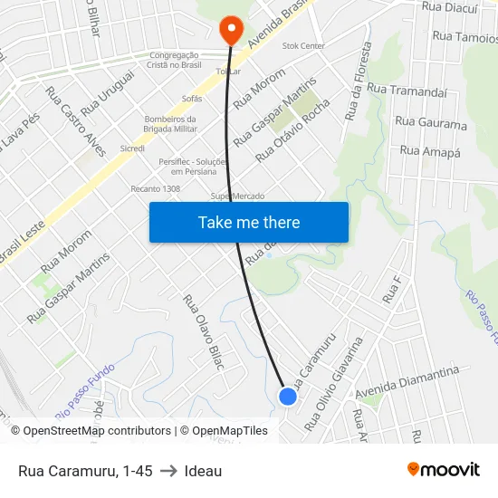 Rua Caramuru, 1-45 to Ideau map