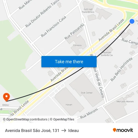 Avenida Brasil São José, 131 to Ideau map
